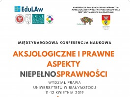 Plakat Konferencja naukowa: Aksjologiczne i prawne aspekty niepełnosprawności