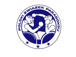 granatowe logo Polskiego związku paraboksu znajdujące sie na białym tle