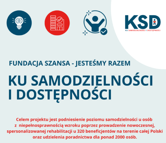 na zdjęciu znajduje się ulotka o tytule "ku samodzielności i dostępności"