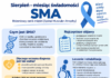 Infografika „Sierpień – miesiąc świadomości SMA” przedstawiająca informacje o rdzeniowym zaniku mięśni, jego objawach, znaczeniu wczesnej diagnozy oraz leczeniu i rehabilitacji.